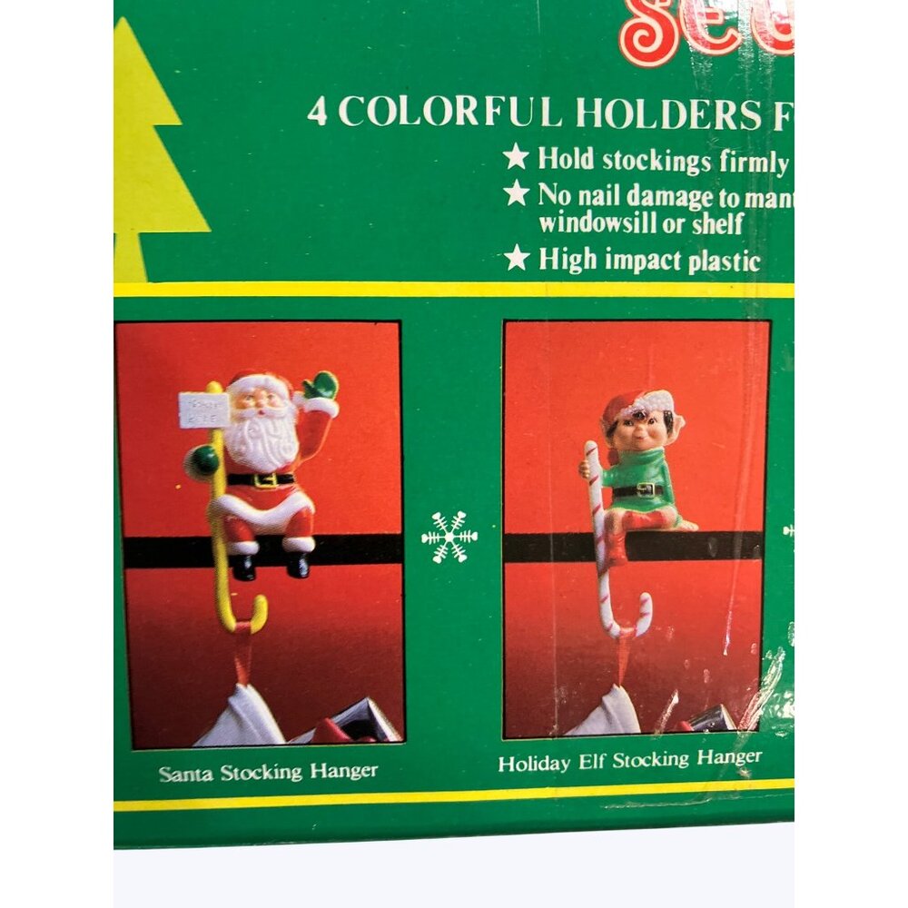 Holiday Stocking Hangers Set Of Four Vintage Plastic Hangers - Picture 4 of 15